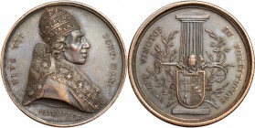 Pio VII (1800-1823), Barnaba Chiaramonti. Medaglia A. XVI emessa per il ritorno del Papa a Roma dopo la sconfitta di Murat. D/ Busto a destra con trir...