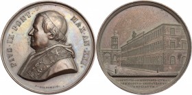 Pio IX (1846-1878), Giovanni Mastai Ferretti. Medaglia A. XXI. D/ Busto a sinistra con berrettino, mozzetta e stola. R/ Sul piano sopra l'esergo: F. A...