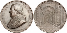 Pio IX (1846-1878), Giovanni Mastai Ferretti. Medaglia annuale, A. XXIII. D/ Busto a sinistra con berrettino, mozzetta e stola. R/ La Galleria Piana i...