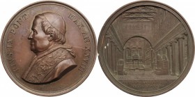 Pio IX (1846-1878), Giovanni Mastai Ferretti. Medaglia A. XXVIII. D/ Busto con berrettino, mozzetta e stola a sinistra. R/ Veduta dell'interno della b...