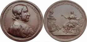 Bergamo. Pietro Antonio Serassi (1721-1791), scrittore. Medaglia 1786. D/ PETRVS ANTONIVS SERASSIVS BERGOMAS. Busto a destra. R/ PROPAGATORI PATRIAE L...