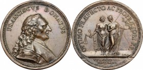 Verona. Francesco Donà (1744-1815),Capitano e Vicepodestà di Verona. Medaglia 1780. D/ FRANCISCVS DONATVS. Busto a destra con parrucca e stola. Nel ta...
