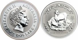 Australia. Elizabeth II (1952 -). 2 dollars 2003 (2 oz 999 silver). AG. Mint state.