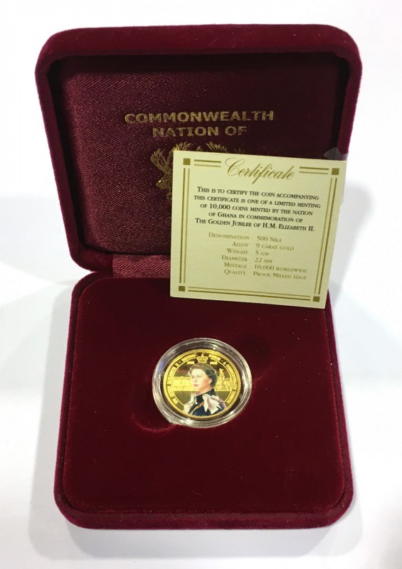 Ghana. Elizabeth II (1952 -). 500 sika 2002. AU. g. 5.00 9 carat gold. In origin...