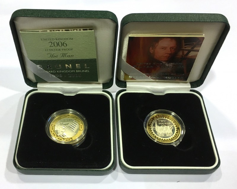 United Kingdom. Elizabeth II (1952 -). Lot of two coins: two pound 2004 (steam l...