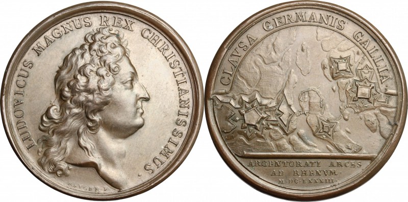 France. Louis XIV (1643-1715). Medal 1683 for the fortification of Strasbourg. D...