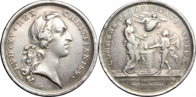 France. Louis XV (1715-1774). Medal for the Second Marriage of the Dauphin Louis...