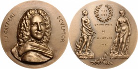 France. Jean-Jacques Caffieri (1725-1792), French sculptor. Medal 1969, commemorating the winning of the Grand Prix de Sculpture 1748. AE. mm. 68.00 I...