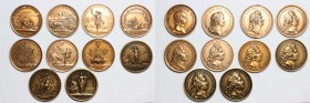 France. Louis XIV (1643-1715). Lot of 10 medals, restuck in XX cent. (1968-1976 ca.). Cf. Divo 21, 54, 93, 139, 152, 159, 202, 258. AE. EF.