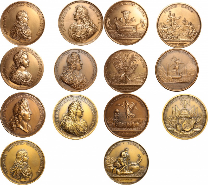 France. Louis XIV (1643-1715). Lot of 7 large medals, restuck in XX cent. (1969-...