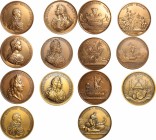 France. Louis XIV (1643-1715). Lot of 7 large medals, restuck in XX cent. (1969-1971 ca.). AE. 69.00 - 73.00 mm EF.