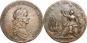 Great Britain. Charles II (1660-1685). Medal for The Peace of Breda, 1667. Cf. Eimer 241. AE. mm. 55.50 Inc. Roettier. F.