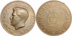 Great Britain. Edward VIII (1894-1972). Medal 1937. AE. mm. 60.50 Inc. J. Tautenhayn. EF.