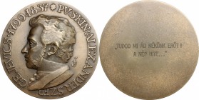 Russia. Alexander Pushkin (1799-1837). Medal commemorating the poet. AE. mm. 68.00 EF.