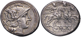 ROMANE REPUBBLICANE - ANONIME - Monete senza simboli (dopo 211 a.C.) - Denario B. 2; Cr. 44/5 (AG g. 4,09)
qSPL