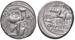 ROMANE REPUBBLICANE - AEMILIA - M. Aemilius Scaurus e Pub. Plautius Hypsaes (58 a.C.) - Denario B. 8; Cr. 422/1b (AG g. 3,83) Metallo brillante
 Meta...