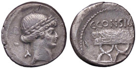 ROMANE REPUBBLICANE - CONSIDIA - C. Considius Paetus (46 a.C.) - Denario B. 2; Cr. 465/2a (AG g. 3,73) Contromarca al R/
 Contromarca al R/
bel BB