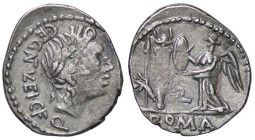 ROMANE REPUBBLICANE - EGNATULEIA - C. Egnatuleius C. f. (97 a.C.) - Quinario B. 1; Cr. 333/1 (AG g. 1,93)
qBB
