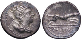 ROMANE REPUBBLICANE - POSTUMIA - C. Postumius (74 a.C.) - Denario B. 9; Cr. 394/1a (AG g. 3,33)
BB