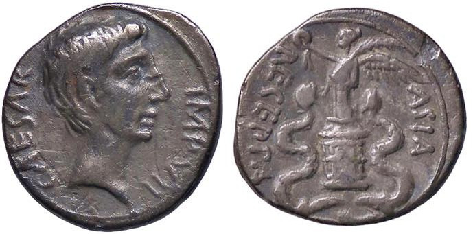 ROMANE IMPERIALI - Augusto (27 a.C.-14 d.C.) - Quinario C. 14; RIC 18 (AG g. 1,5...