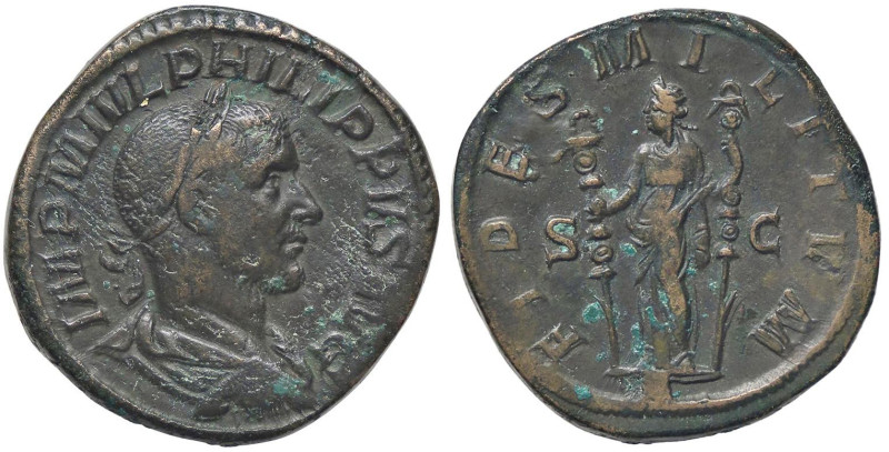 ROMANE IMPERIALI - Filippo I (244-249) - Sesterzio C. 59; RIC 172 (AE g. 19,68)...