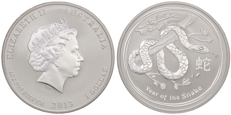 ESTERE - AUSTRALIA - Elisabetta II (1952-2022) - Dollaro 2013 - Anno del serpent...