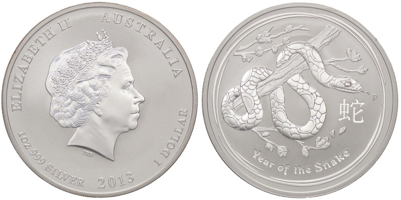 ESTERE - AUSTRALIA - Elisabetta II (1952-2022) - Dollaro 2013 - Anno del serpent...