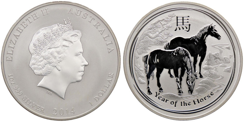 ESTERE - AUSTRALIA - Elisabetta II (1952-2022) - Dollaro 2014 - Anno del cavallo...