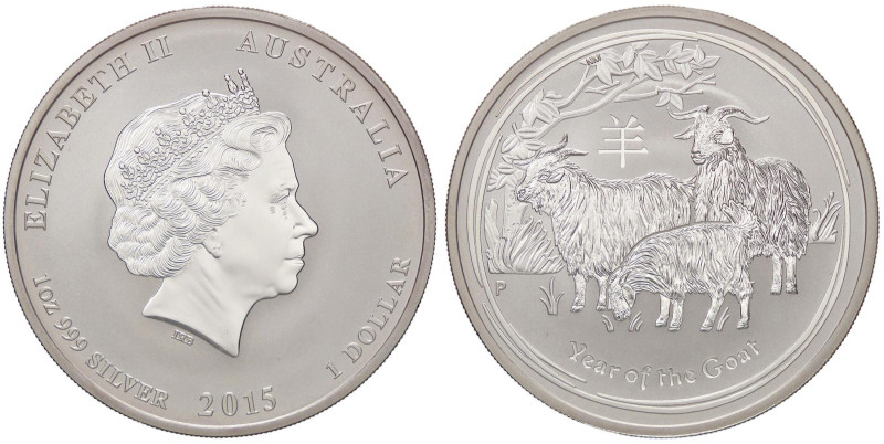 ESTERE - AUSTRALIA - Elisabetta II (1952-2022) - Dollaro 2015 - Anno della capra...