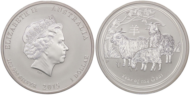 ESTERE - AUSTRALIA - Elisabetta II (1952-2022) - Dollaro 2015 - Anno della capra...