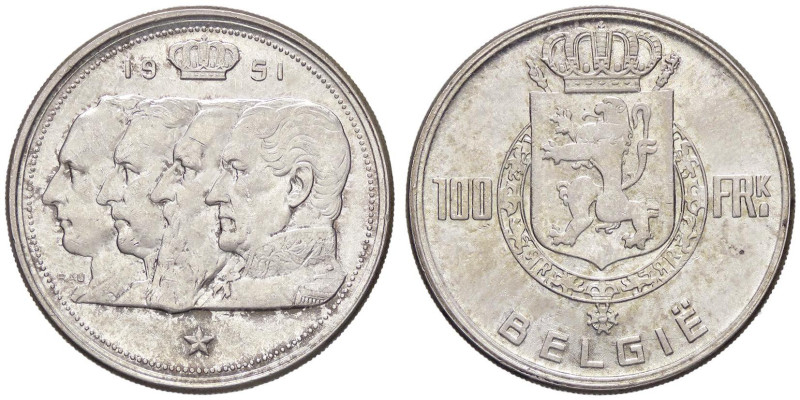 ESTERE - BELGIO - Baldovino I (1951-1993) - 250 Franchi 1951 - Giubileo d'argent...