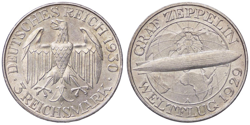 ESTERE - GERMANIA - Repubblica di Weimar (1919-1933) - 3 Marchi 1930 A - Zeppeli...