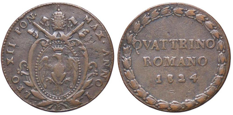 ZECCHE ITALIANE - BOLOGNA - Leone XII (1823-1829) - Quattrino 1824 A. I Pag. 120...