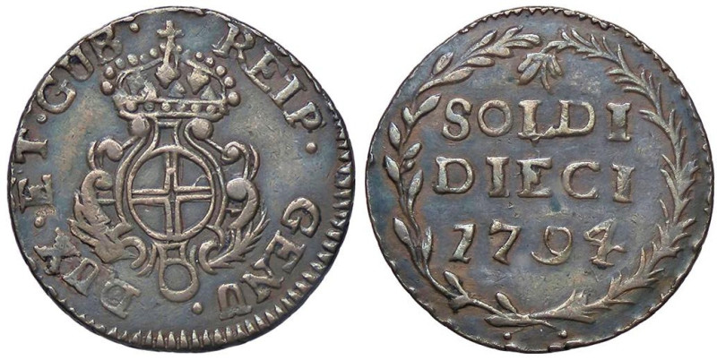 ZECCHE ITALIANE - GENOVA - Dogi Biennali (terza fase, 1637-1797) - 10 Soldi 1794...