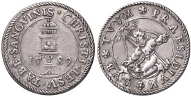 ZECCHE ITALIANE - MANTOVA - Vincenzo I Gonzaga (1587-1612) - Giulio 1589 CNI 10/11; MIR 551/2 NC (AG g. 3)al torchio Foro abilmente otturato
 al torc...