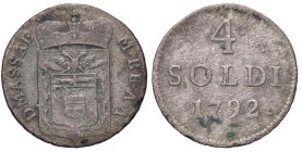 ZECCHE ITALIANE - MASSA DI LUNIGIANA - Maria Beatrice d'Este Cybo Malaspina (1790-1796) - 4 Soldi 1792 Mont. 467 R MI
qBB
