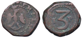 ZECCHE ITALIANE - MESSINA - Filippo IV (1621-1665) - 3 Piccioli MIR 362 (CU g. 1,82)Sigle IP
 Sigle IP - 
qBB