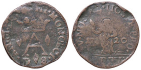 ZECCHE ITALIANE - MONACO - Antonio I Grimaldi (1701-1731) - 8 Denari 1720 CNI 38/42; MIR 496 RR (MI g. 3,94)
meglio di MB