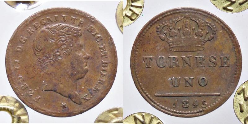 ZECCHE ITALIANE - NAPOLI - Ferdinando II di Borbone (1830-1859) - Tornese 1845 P...