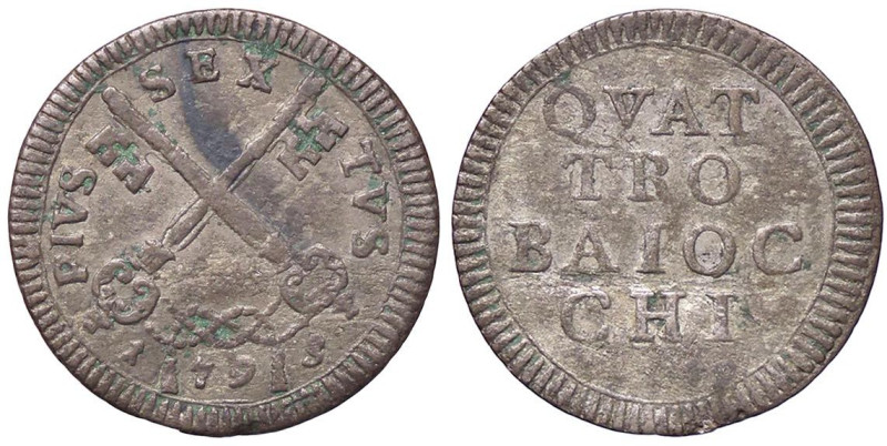 ZECCHE ITALIANE - ROMA - Pio VI (1775-1799) - 4 Baiocchi 1793 CNI 249; Munt. 91 ...