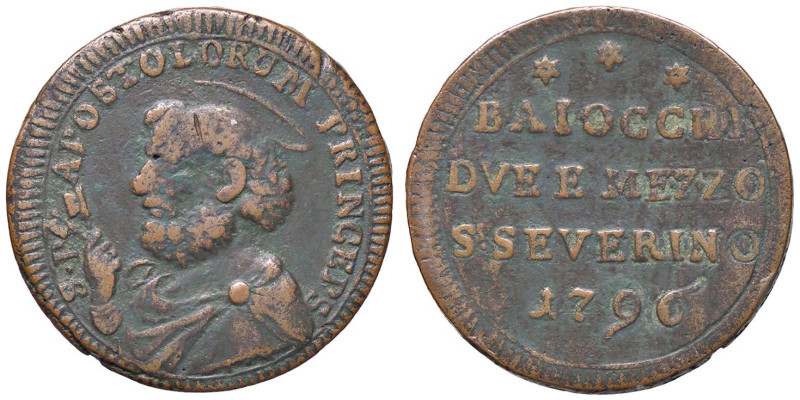 ZECCHE ITALIANE - SAN SEVERINO - Pio VI (1775-1799) - Sampietrino 1796 Munt. 405...