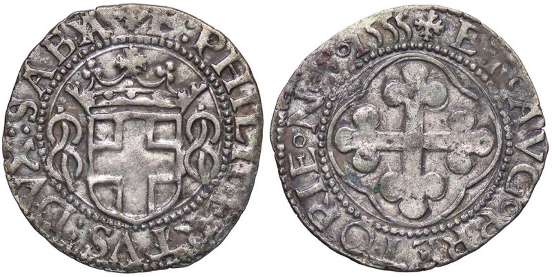 SAVOIA - Emanuele Filiberto (1553-1580) - Grosso 1555 Aosta MIR 529b NC (MI g. 1...