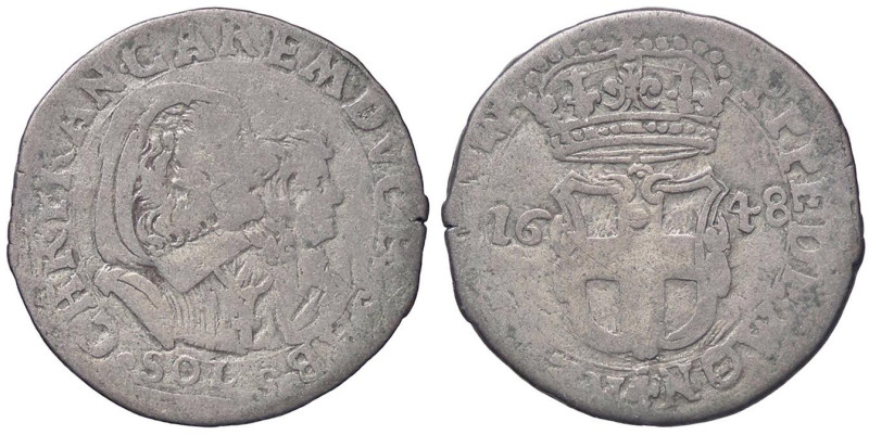 SAVOIA - Carlo Emanuele II, reggenza (1638-1648) - 5 Soldi 1648 MIR 762b NC (MI ...