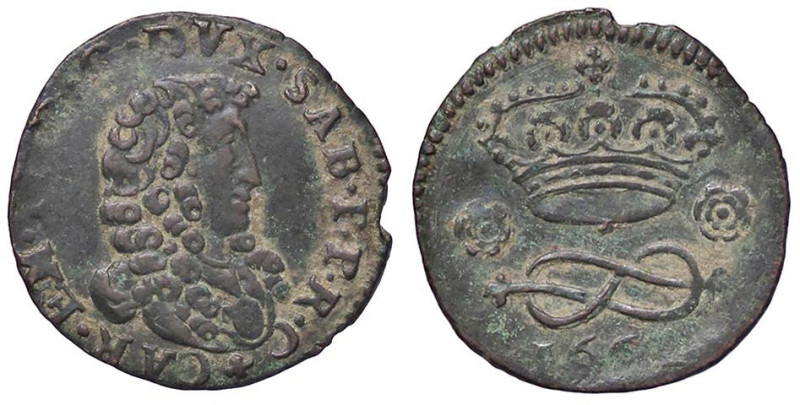 SAVOIA - Carlo Emanuele II, secondo periodo (1648-1675) - 2 Denari 1664 MIR 829a...