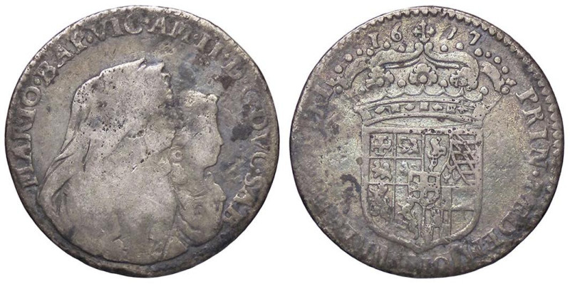 SAVOIA - Vittorio Amedeo II (reggenza, 1675-1680) - Mezza lira 1677 MIR 839c R (...