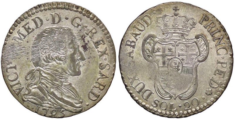 SAVOIA - Vittorio Amedeo III (1773-1796) - 20 Soldi 1795 Mont. 372 MI
bel BB