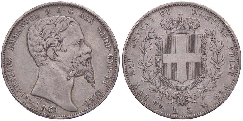 SAVOIA - Vittorio Emanuele II (1849-1861) - 5 Lire 1851 G Pag. 372; Mont. 43 R A...