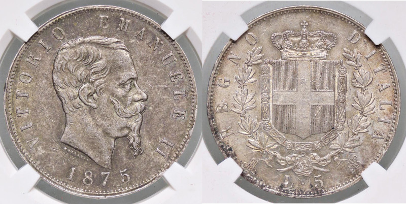 SAVOIA - Vittorio Emanuele II Re d'Italia (1861-1878) - 5 Lire 1875 M Pag. 499; ...