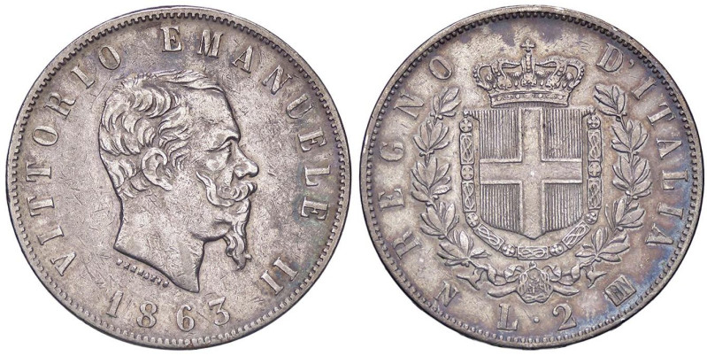 SAVOIA - Vittorio Emanuele II Re d'Italia (1861-1878) - 2 Lire 1863 N Stemma Pag...