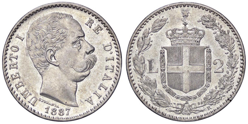 SAVOIA - Umberto I (1878-1900) - 2 Lire 1887 Pag. 597; Mont. 42 AG
qSPL/SPL